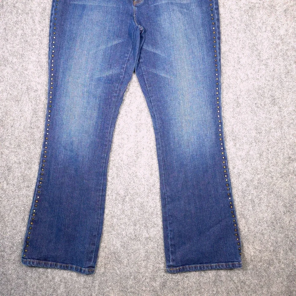 Lauren Ralph Lauren Studded Jeans Women 12 Blue Cotton Bootcut Embellished Denim